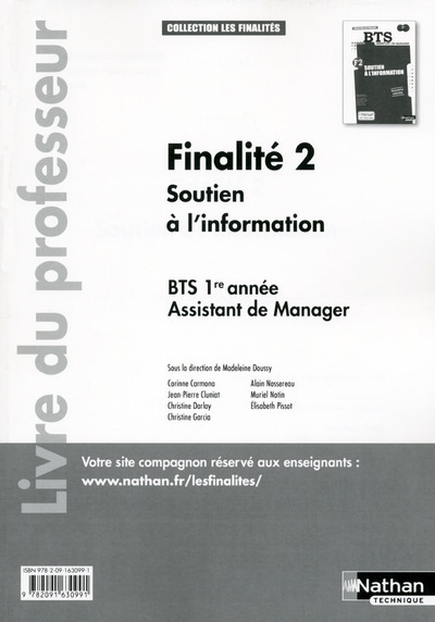 Finalité 2 – Soutien à l’information BTS 1re année Les Finalités Livre du professeur