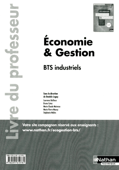 Economie et Gestion – BTS Industriels – Livre du professeur