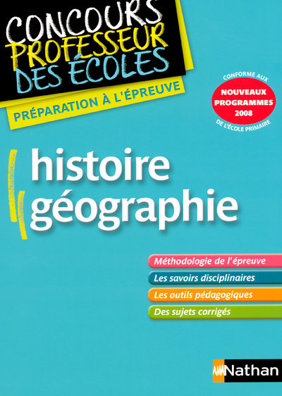 HISTOIRE-GEOGRAPHIE CONCOURS PROFESSEUR DES ECOLES 2008