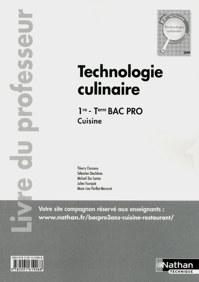 Technologie culinaire – 1re et Term Bac Pro Cuisine – Livre du Professeur