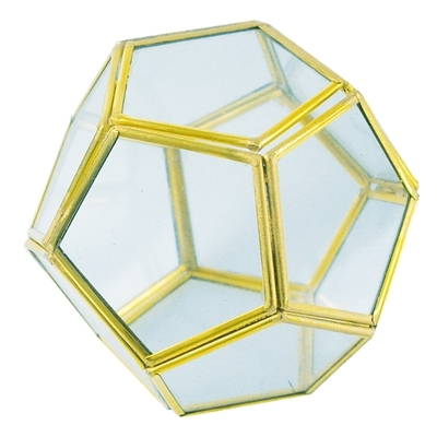 Dodécaèdre Métal doré et Verre