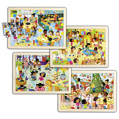 Puzzles bois Les fêtes à l’école