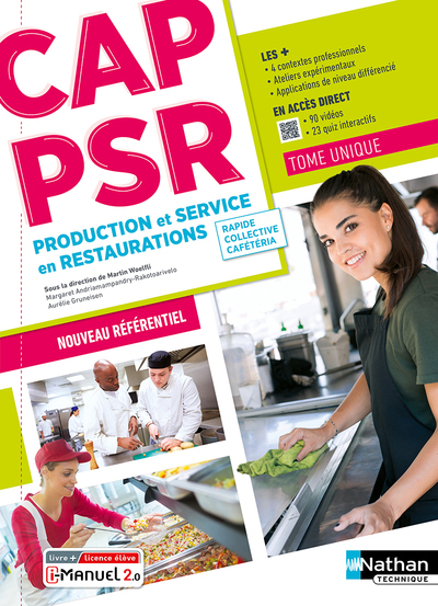 CAP Production et service en restaurations (rapide, collective, cafétéria) – Livre + Licence élève 2023
