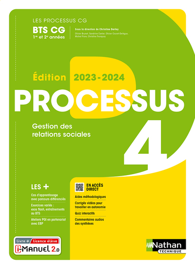 Processus 4 Gestion des Relations Sociales (Les processus CG) 1ère et 2ème années – Livre + licence élève 2023