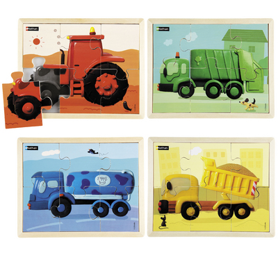 Puzzle bois – Les engins en couleur