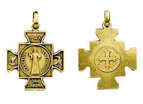Croix de Saint Benoît – gravée recto/verso    dorée
