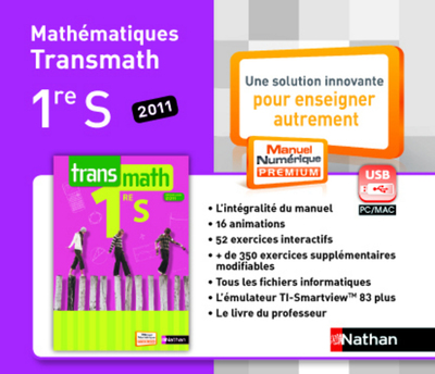Transmath 1re S – manuel numérique enrichi – clé USB – tarif non adoptant