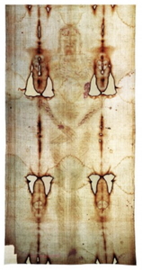 REPRODUCTION DU LINCEUL DE TURIN FACE A L'ECHELLE 100% - F131A
