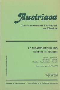 AUSTRIACA, N 2. LE THEATRE DEPUIS 1945. TOME II. MEMOIRE ET FORMES CULTURELLES