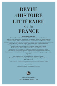 Revue d'Histoire littéraire de la France