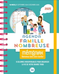 Agenda famille nombreuse Mémoniak, sept. 2024- déc. 2025, par colonne