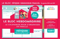 LE BLOC HEBDOMADAIRE ORGANISEUR FAMILIAL MEMONIAK, CALENDRIER SEPT. 2024 - AOUT 2025