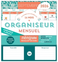 Organiseur calendrier mensuel aimanté sept. 2025-déc 2026 - Ambiance florale