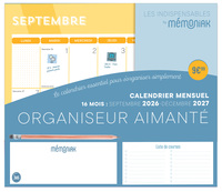 Organiseur aimanté calendrier mensuel sept. 2026-déc. 2027