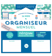 Organiseur mensuel Mémoniak 2027 - Ambiance florale, 16 mois, septembre 2026-décembre 2027