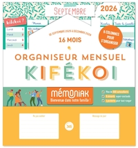 Organiseur calendrier mensuel aimanté Kifékoi sept. 2025-déc. 2026 par colonne