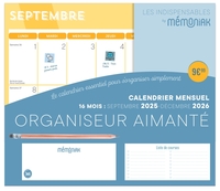 Organiseur aimanté calendrier mensuel sept. 2025-déc. 2026