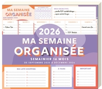 Ma semaine organisée 2025-2026, 1 page par semaine, 2 blocs post-it + listes de courses