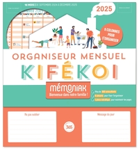 Organiseur Mémoniak Kifékoi, calendrier mensuel en colonnes (sept. 2024- déc. 2025)