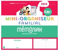 Mini-organiseur familial Mémoniak, calendrier familial mensuel (sept. 2023- déc. 2024)