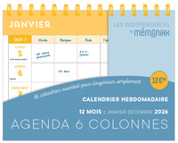 Calendrier hebdomadaire janvier-décembre 2026 - Agenda 6 colonnes