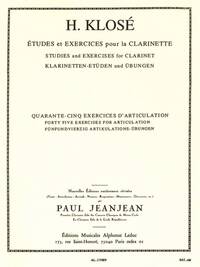 HYACINTHE KLOSE: FORTY-FIVE EXERCISES FOR ARTICULATION (CLARINET)
