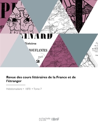 Revue des cours littéraires de la France et de l'étranger