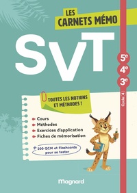 Carnet Mémo SVT 5e- 4e- 3e (2026) - Cahier élève