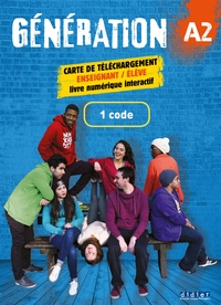 Génération A2- Livre + Cahier numérique interactif - Carte téléchargement élève/enseignant - 1  code