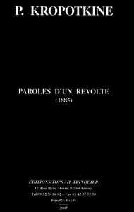 PAROLES D'UN REVOLTE (1885) (NED)