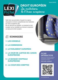 DROIT EUROPEEN, LES INSTITUTIONS DE L'UNION EUROPEENNE