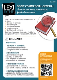 Droit commercial général - Actes de commerce, commerçants, fonds de commerce