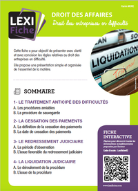 DROIT DES ENTREPRISES EN DIFFICULTE