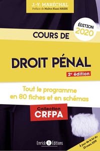 COURS DE DROIT PENAL - 2020 - TOUT LE PROGRAMME EN 80 FICHES ET EN SCHEMAS