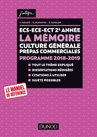 ECS-ECE-ECT 2E ANNEE - LA MEMOIRE - CULTURE GENERALE PREPAS COMMERCIALES - PROGRAMME 2018-2019