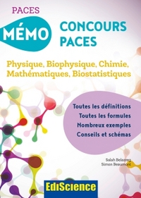 Mémo Concours PACES - Physique, Biophysique, Chimie, Mathématiques, Biostatistiques