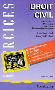 introduction à l'étude du droit. droits réels principaux. personnes. incapacités