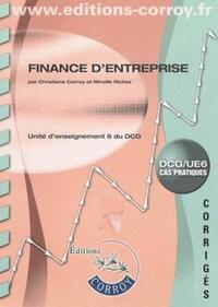 Finance d'entreprise - Unité d'enseignement 6 du DCG - Corrigés