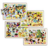 PUZZLES BOIS LES FETES A L'ECOLE