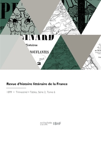 Revue d'histoire littéraire de la France