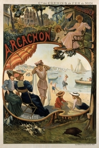 AFFICHE ARCACHON N  1 - TOURISME DES CHEMINS DE FER DU MIDI VERS 1890/1900