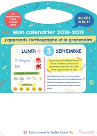 Mon calendrier Mémoniak 2018-2019 J'apprends l'orthographe et la grammaire