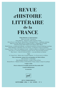 RHLF 2016, N  3 - ETUDES LITTERAIRES ET CALCUL NUMERIQUE