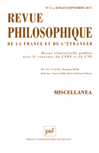 Revue philosophique 2017 - n° 3