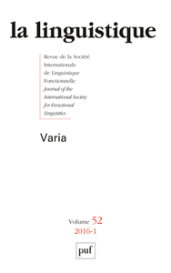 linguistique 2016, vol. 52 (1)