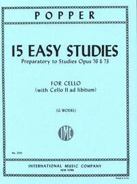 DAVID POPPER :  15 EASY STUDIES (1ST POS) PREPARATORY TO OP 73&76 - VIOLONCELLE