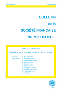 PROUDHON PROPOSITIONS POUR UNE NOUVELLE LECTURE  (BULLETIN SFP 2010/2)