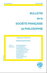 QU EST-CE QUI EST VITAL? (BULLETIN SFP 2007/2)