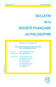 Quelques formulations antiques du «sentiment de soi»