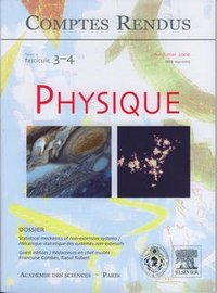 COMPTES RENDUS ACADEMIE DES SCIENCES PHYSIQUE TOME 7 FASC 34 AVRILMAI 2006 STATISTICAL MECHANICS OF